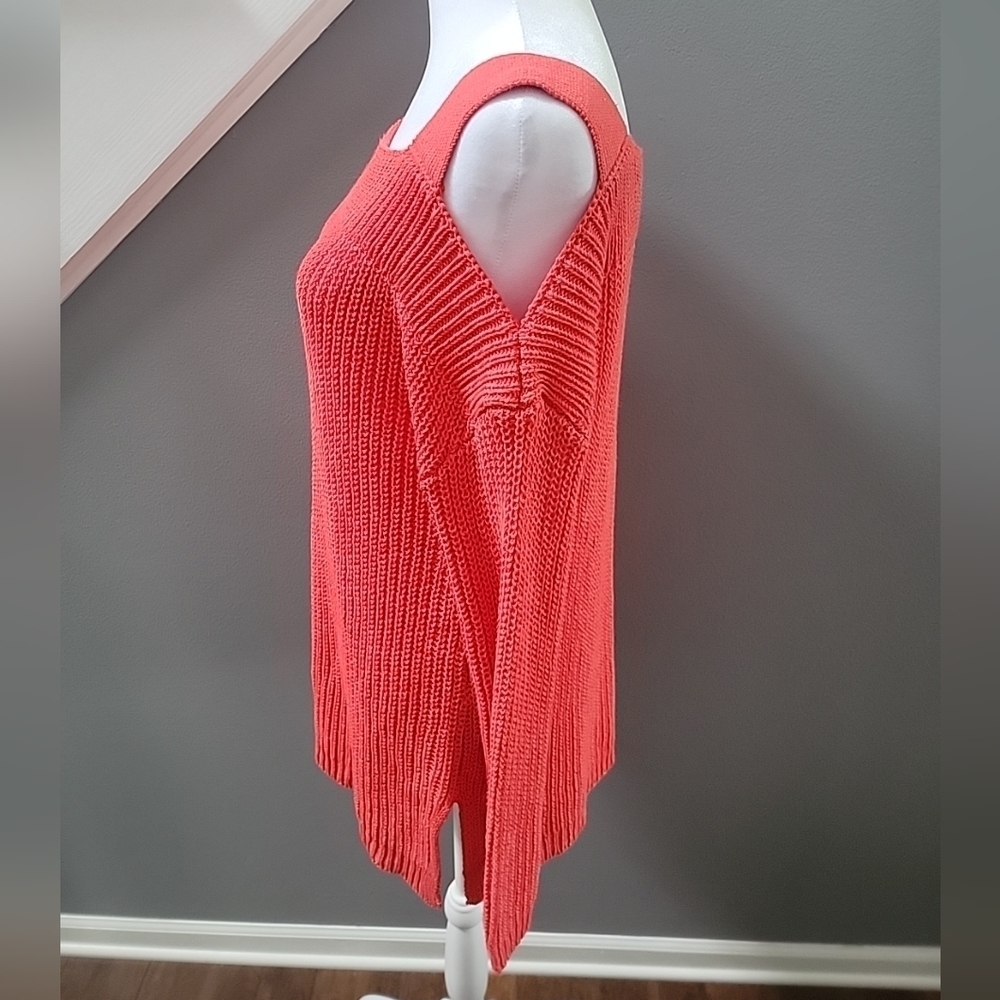 Soft Surroundings Free Day Sweater Size Med Cold Shoulder Linen/Cotton Blend - Picture 3 of 6